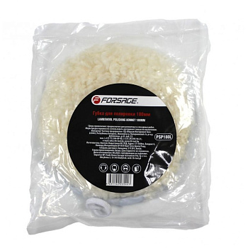 Губка для полировки из овечьей шерсти с фиксацией шнурком 180мм Forsage F-PSP180L