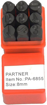 Набор цифровых штампов 9пр. (8мм) Partner PA-6855-8