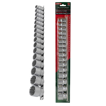 Набор головок 1/2" 16пр. (12гр.)(10-32мм) на планке RockForce RF-4161-9