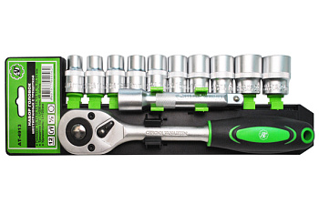 Набор головок 1/2" 6-гр с трещоткой и удлинителем 12 пр. (8-22мм) AT 55913