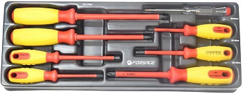 Набор отверток диэлектрических 8пр. (PH 0,1,2.SL 2.5,4,5.5,6.5)в лотке Forsage F-20814