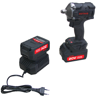 Гайковерт аккумуляторный, 1/2", 20В, 620 Нм с двумя 4A акк. в кейсе ROTAKE RC8801