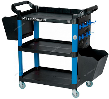 Тележка с пластиковыми полками синяя NORDBERG T3B