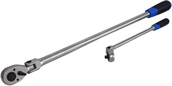 Трещотка 1/4" (72зуб) L-300мм реверсивная удлиненная шарнирная с резиновой ручкой Forsage F-802218L