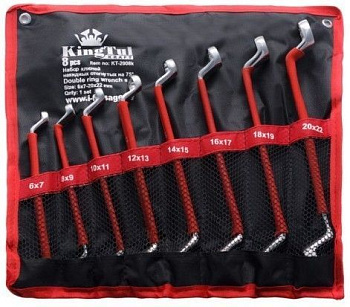 Набор ключей накидных отогнутых на 75грд.  8пр. (6х7-18х19, 20х22мм) KingTul kraft KT-2008k