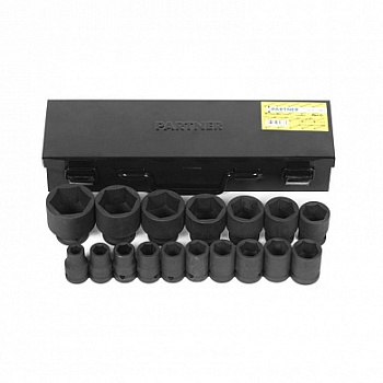 Набор головок ударных 17 пр., 1/2"  (10-36мм) в металлическом кейсе Partner PA-4172MPB