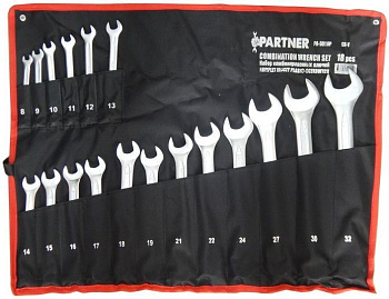 Набор ключей комбинированных 18пр. (8-19, 21, 22, 24, 27, 30, 32мм) на полотне Partner PA-3018P