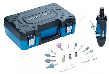 Пневматическая зачистная машинка прямая с комплектом насадок 25000 об/мин NORDBERG NP3022K