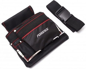 Сумка для инструментов поясная (два кармана + металлические держатели) Forsage F-02R062