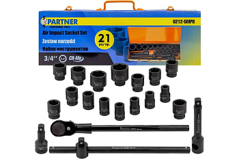 Набор головок ударных 3/4" 21 пр., 6-гр., 17-50 мм Partner PA-6212-5MPB
