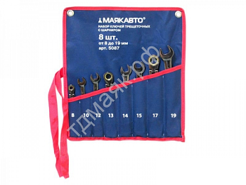 Набор ключей трещоточных с шарниром 8пр.(8-19мм) ТДМ 5087ф