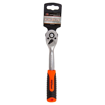 Трещотка 3/8" (72зуб) L-200мм сдвухкомпонентной изогнутой  рукояткой AV Steel AV-518623