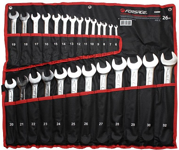 Набор ключей комбинированных 26пр. (6-30, 32мм), на полотне Forsage F-5266P