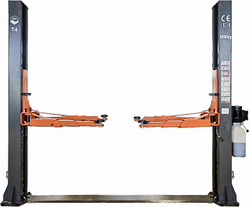 Подъёмник 2-х стоечный с нижней синхронизацией, 4 т ручные стопора, анкера, 220В серый Темп T4 220V