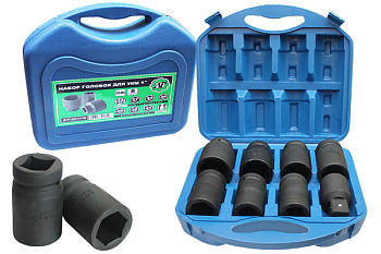 Набор головок ударных 1" 8пр. (1"х22мм-квадрат, 1"х24,27,30,34,36,38,41мм) AT42172