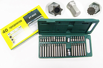 Набор бит TORX, SPLINE и HEX (40 предметов) AT53523