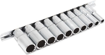 Набор головок глубоких 3/8"  10пр. 12гр.(8,10,12-19мм) на планке RockForce RF-3102-9