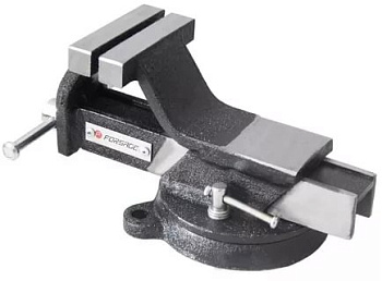 Тиски стальные поворотные с наковальней + захват для труб 8"-200мм Forsage F-6540208M