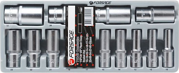 Набор головок глубоких 14пр. 1/2" (10,12-15,17,19,21-24,27,30,32мм) в лотке Forsage F-T4143