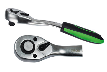 Трещотка 3/8" (72зуб.) L-200мм с резиновой ручкой AT54502