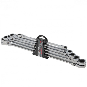 Набор ключей накидных экстра длинных трещоточные, 6 пр, (8-19) FORCEKRAFT FK-50622F